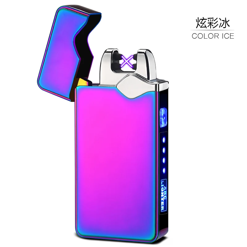 4 Horse Light Lightning дисплей электрическая зажигалка USB зарядка электронная импульсная Зажигалка двойная дуговая плазменная Зажигалка Ветрозащитная зажигалка - Цвет: 4