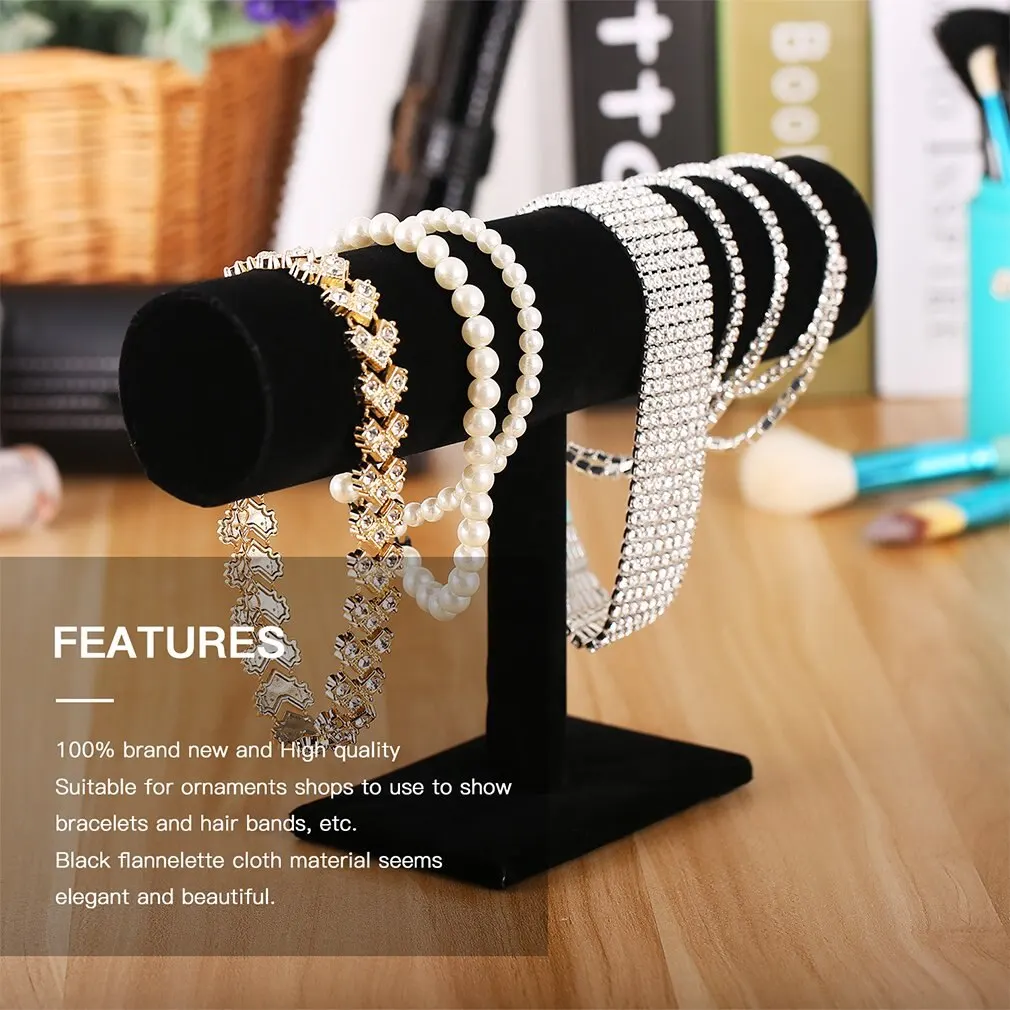 Chain Watch T-Bar Rack Jewelry Hard Display Stand Holder Organizer 2018 Black Flannelette Bracelet | Инструменты