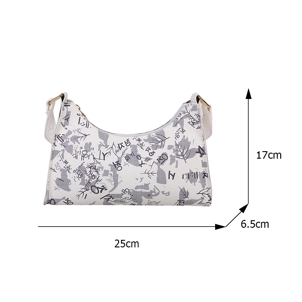

Women's Bag Design Fashion Female Graffiti Pattern Printing PU Leather Shoulder Underarm Bag Casual Ladies Small Purse Handbags
