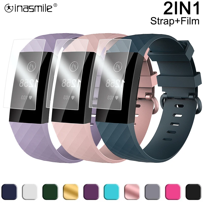 Ремешок для смарт часов Fitbit Charge 3 стильный браслет фитнес трекера Защитная пленка