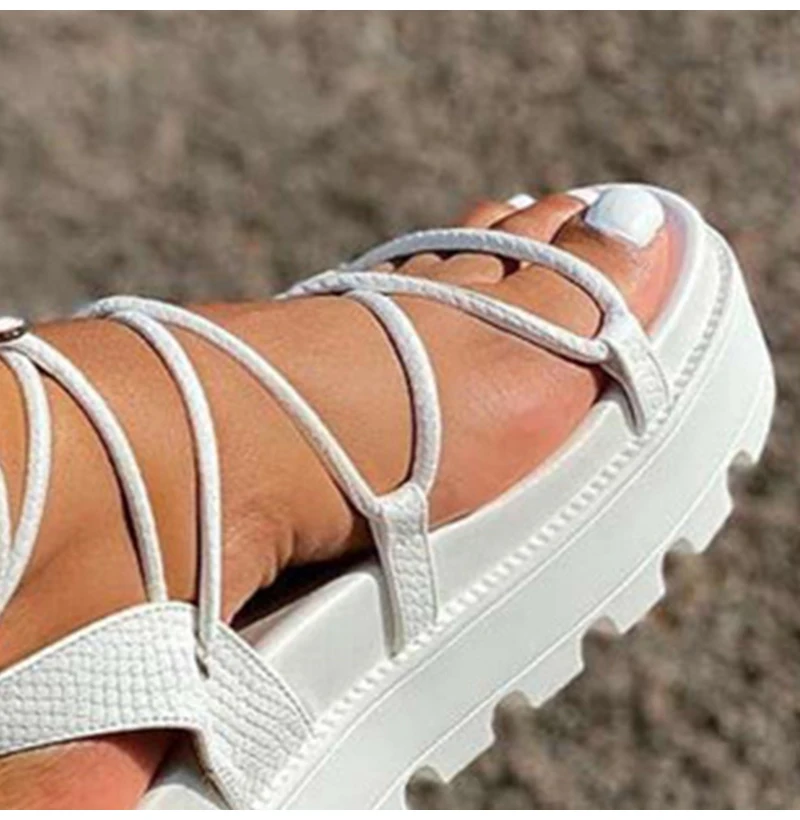 

Woman Sandals Gladiator Ladies Ankle Wrap Wedges Women Platform Shoes Female Fashion Lace Up Shoes Women's Footwear Plus Size 43