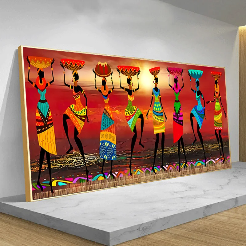 

70x140cm Cuadros Etnicos Tribal Art Paintings African Women Dancing Oil Painting Picture for Living Room Canvas Print Home Decor