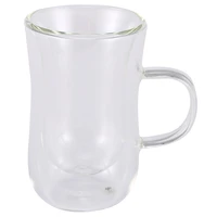 80ml european double coffee mug heat resistant double glass cappuccino cup milk cup juice cup new cafe office with handle