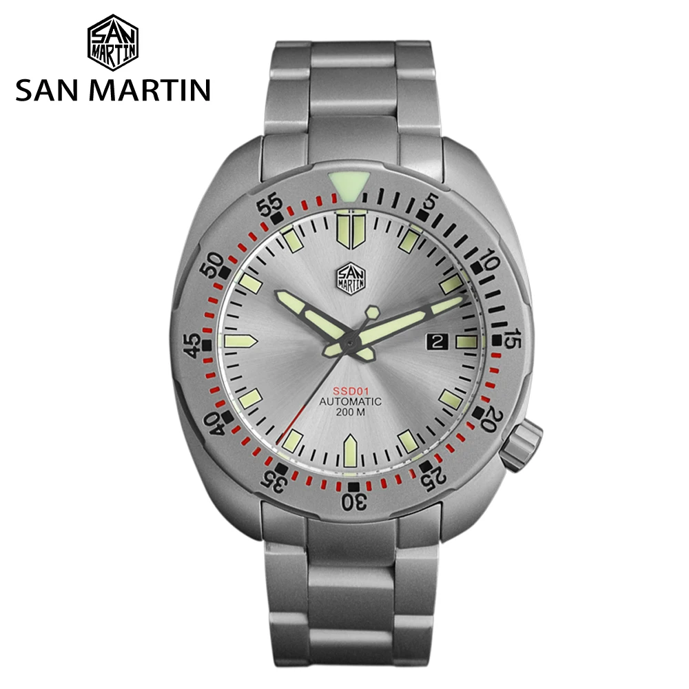 Часы San Martin Diver из нержавеющей стали пескоструйные автоматические механические