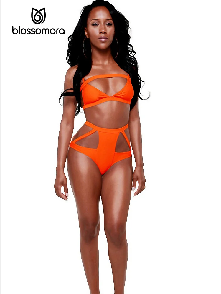 

Hot Sales Black Women Vintage Bandage Bikinis High Waist Swimwear Female Hollow Out Swimsuit Sexy Maillot Bathing Suits