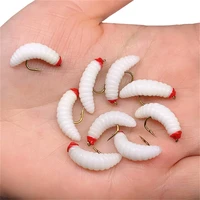 5 10pieces maggot fly fishing wet trout flies worm soft bait for trout salmon perch fishing fly insect lures