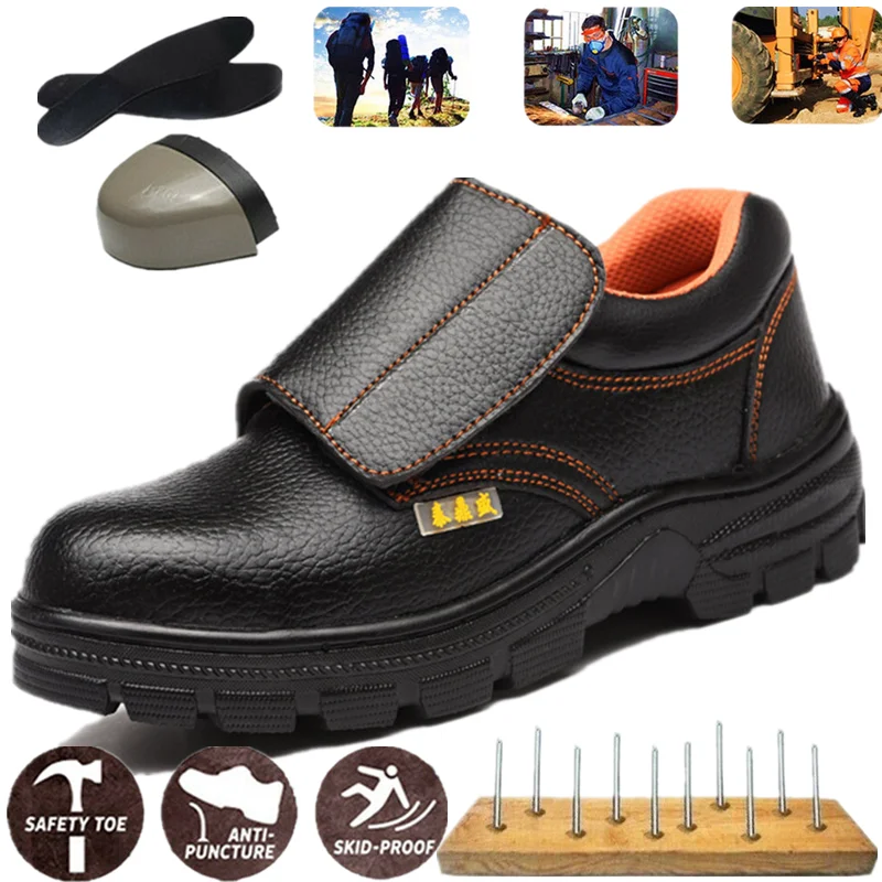 

Holfredterse Safety Boots For Mens Work Steel Toe Shoes Leather Anti-Smash Anti-puncture Construction Site Welder Safety-58