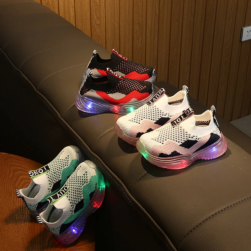 2019 светодиодный свет вверх модная спортивная обувь детская повседневная
