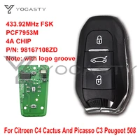 yocasty 3 buttons pcf7953m 4a chip complete smart card car key replacement for citroen c4 picasso lock 2017 2018 2019 433 92mhz