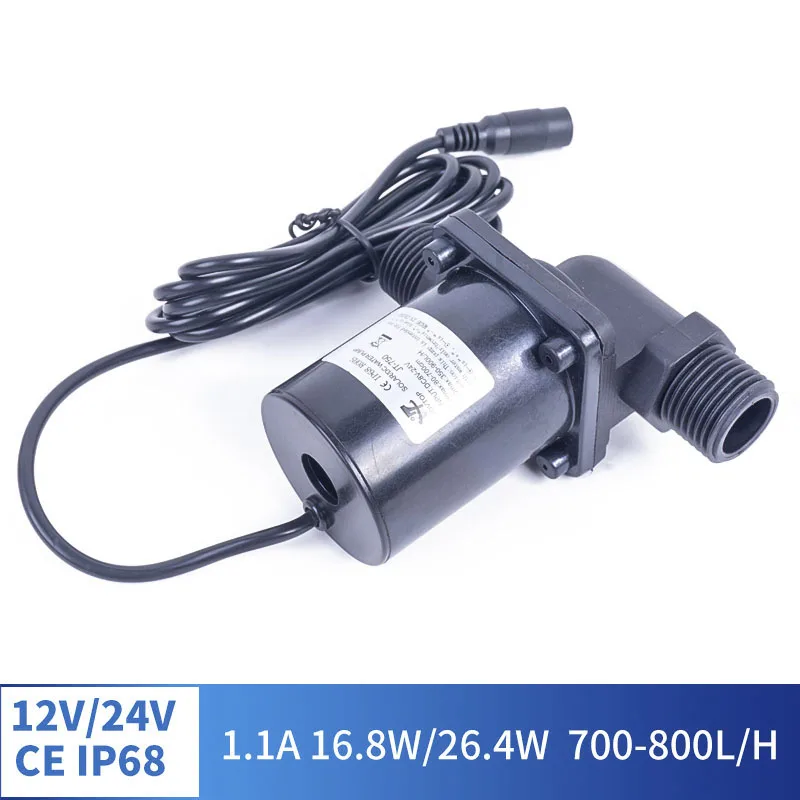 

IP68 12V 24V 1.4A DC Brushless DC Water Pump Thread Solar Water Heater Shower Heating Booster Pump-20-100S °C