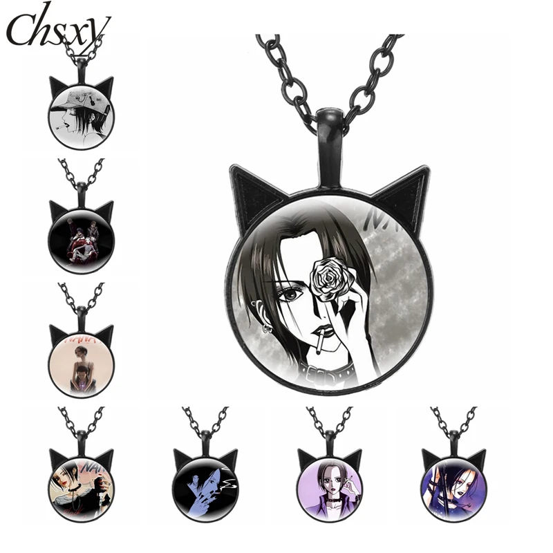 

Nana Anime Necklaces Cute Cat Ear Glass Cabochon Pendants Figures Oosaki Cosplay Charm Chains Women Men Jewelry Original Gifts