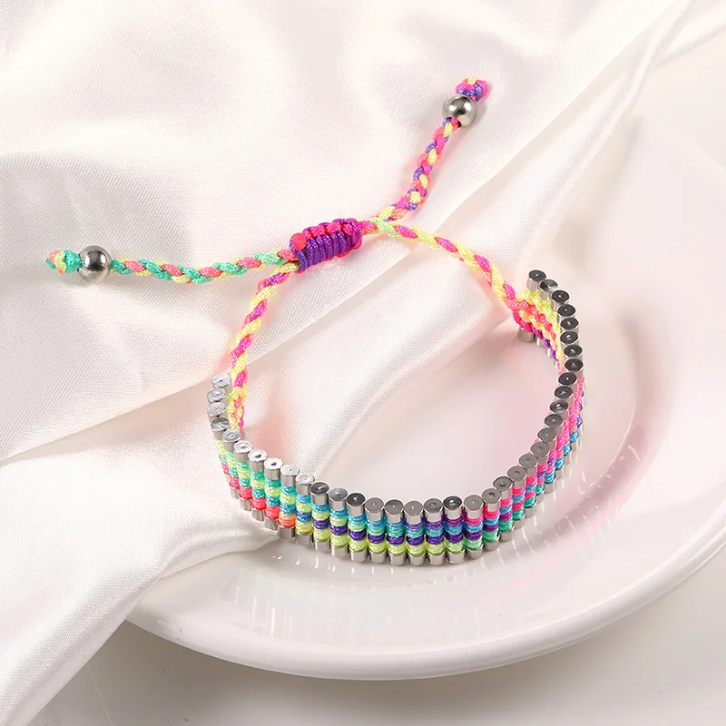 Женские трендовые плетеные браслеты регулируемые цилиндрические из