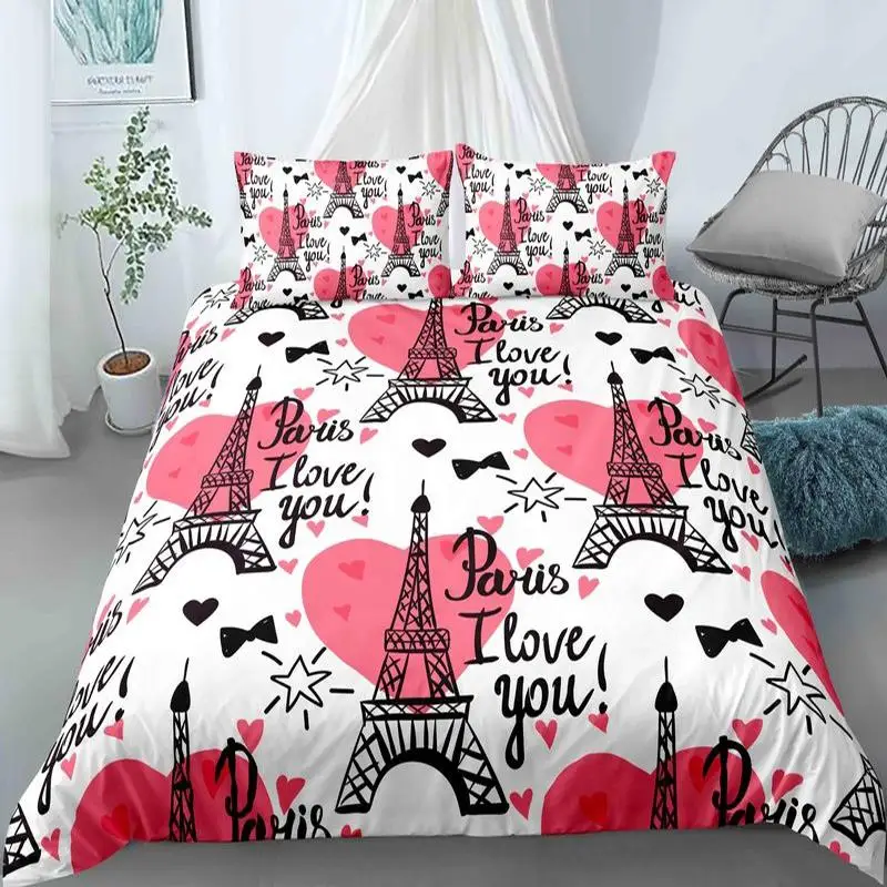

3D Paris Tower Print Comforter Cover Scener Decorative 2/3 Pieces Bedding Set