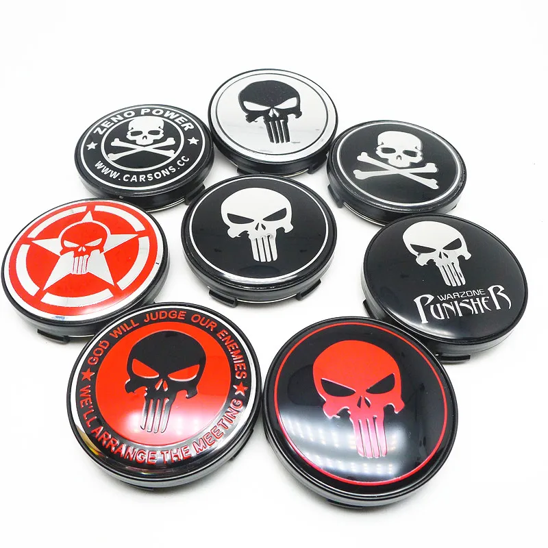 

4pcs 60mm Wheel Center Hub Cap Styling Cover 56mm Skull Emblem Badge Stickers Accessories