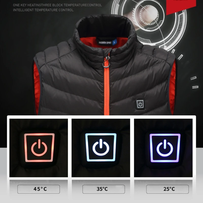 

Fall Winter Constant Temperature Warm Vest USB Smart Electric Heating Outdoor Flexible Thermal Jacket Casual Wear