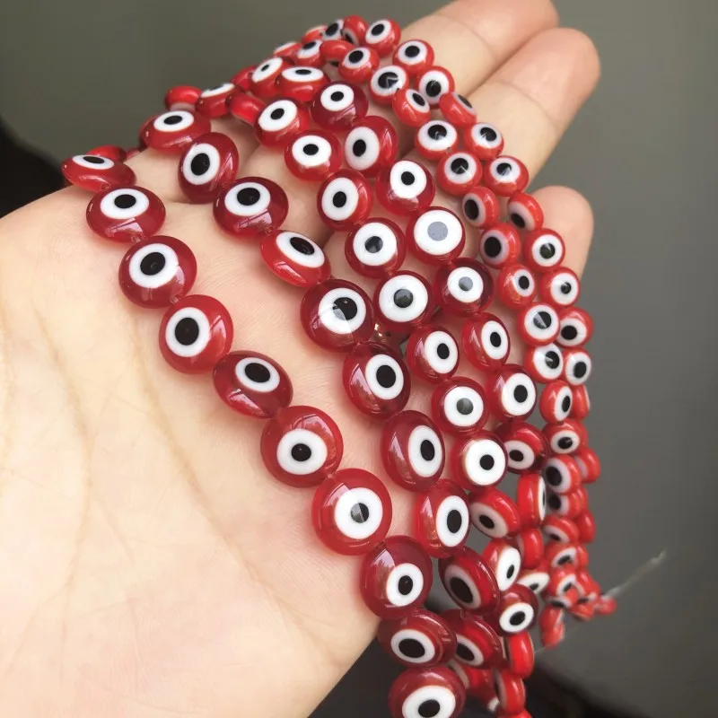 Красные Бусины злой глаз полоса Смола бусины плоские круглые дисковые
