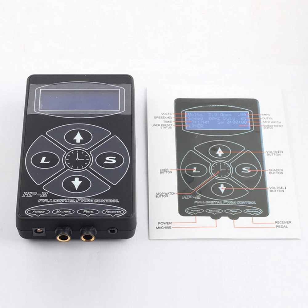 Высококачественный черный источник питания для тату цифровой двойной ЖК-дисплей