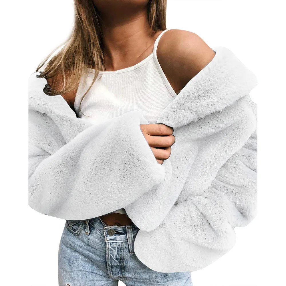 Зимнее женское пальто из искусственного меха высокого качества роскошное