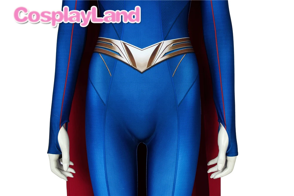 3D Супергерл сезон 5 костюм Kara Zor-El Danvers Косплей Суперженщина комбинезон костюмы на Хэллоуин для Womloak Синий боди