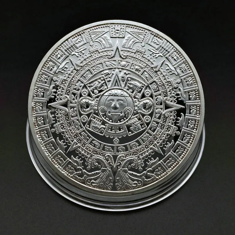 silver Пирамида майя памятная монета Золотая монета серебряная монета Коллекция украшения дома аксессуары - Цвет: silver