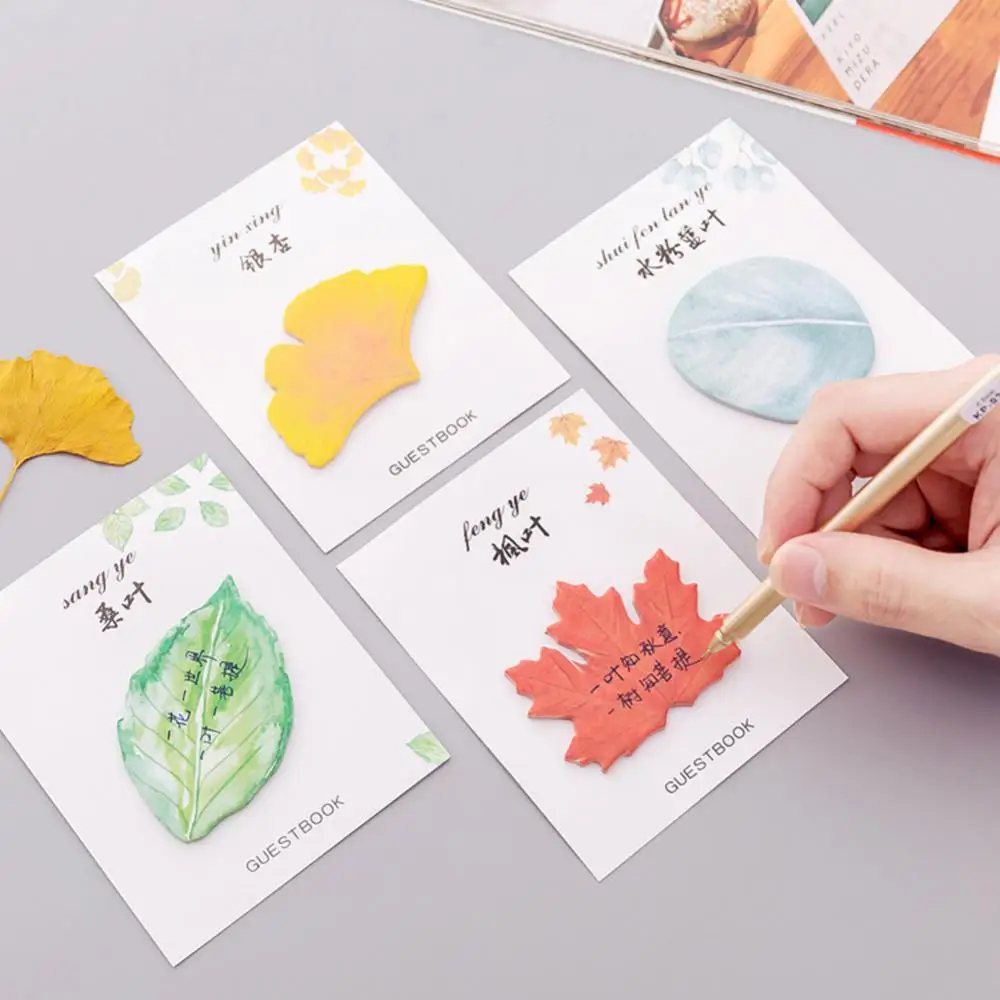 

Cute Kawaii Sticky Notes Maple Leaf Ginkgo Print Sticky Note Memo Pad Planner Office School Stationery