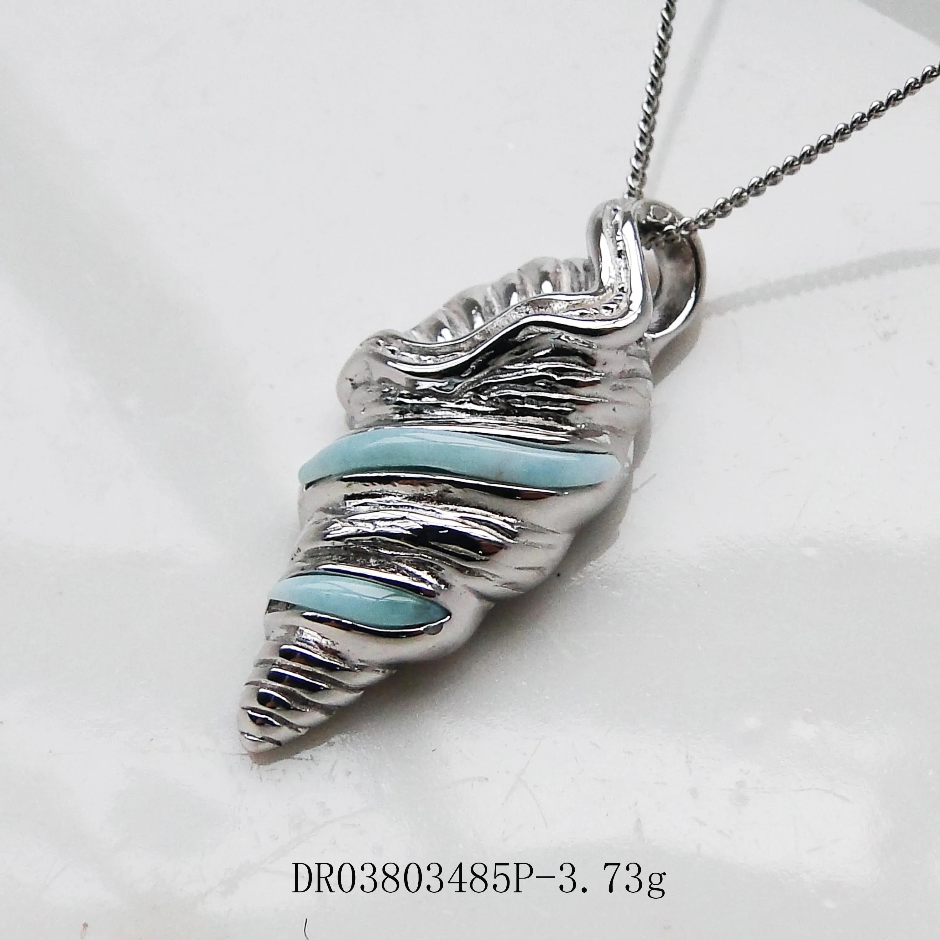 Ожерелье с кулоном в виде ракушки Larimar из серебра 925 пробы ювелирное изделие