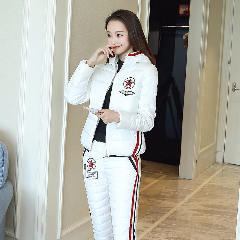 Женский 2019 новый зимний хлопковый костюм с курткой теплая парка капюшоном и