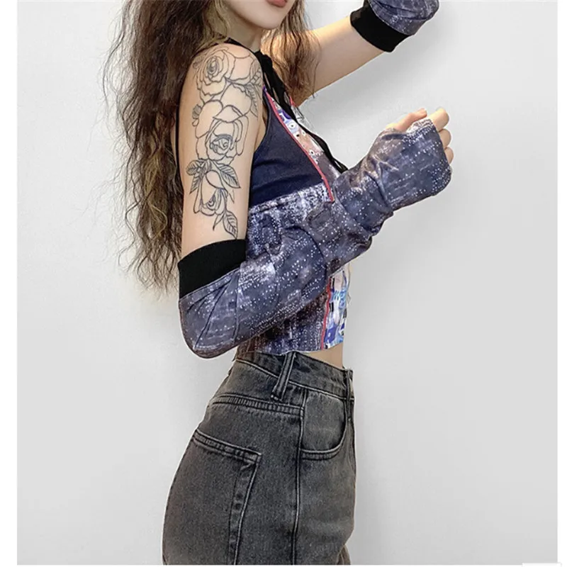 

Fashion Sexy Hollow Out Backless Bandage Short Tops E-girl 2021Long Sleeve Halter Tshirts Autumn High Street Outfit Black