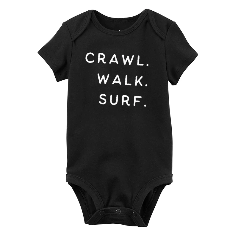 

Crawl Walk Surf Baby Shirt 2022 Gift for New Parents Mom and Baby Clothing Sets Family Matching Clothes Letter Fashion