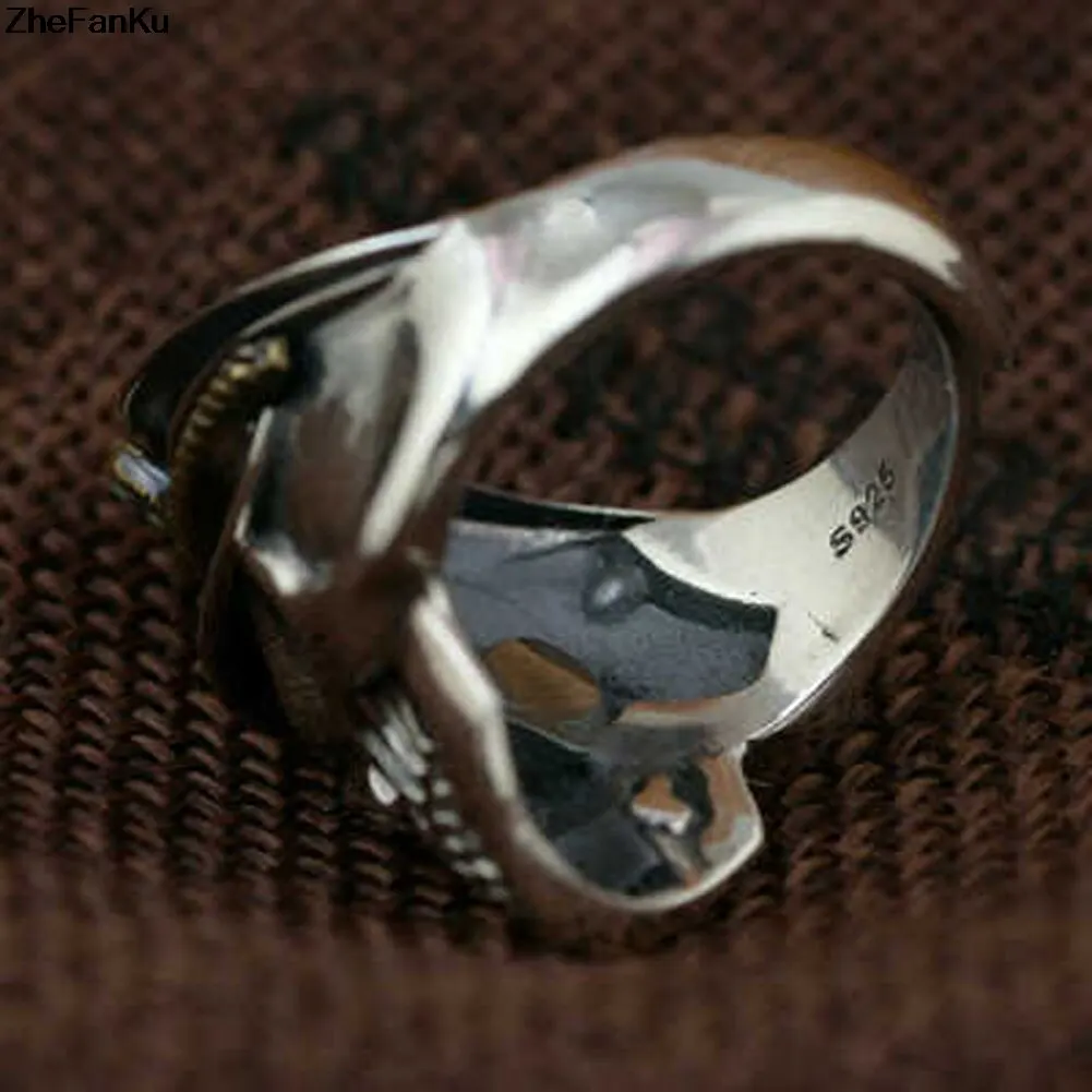 

Vintage Fashion Punk Eagle Cap Environmental copper men Punk Skull Ring Halloween Jewelry Accessories