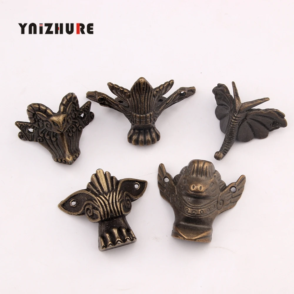 

Античная бронзовая овечья голова, деревянная защитная коробка для ювелирных изделий, винтажные угловые кронштейны для рабочего стола, угло...