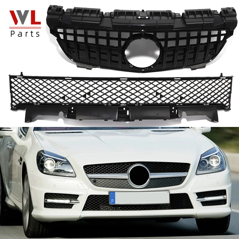 Передняя Верхняя и нижняя решетка для Mercedes Benz SLK R172 SLK200 SLK350 2012-2016