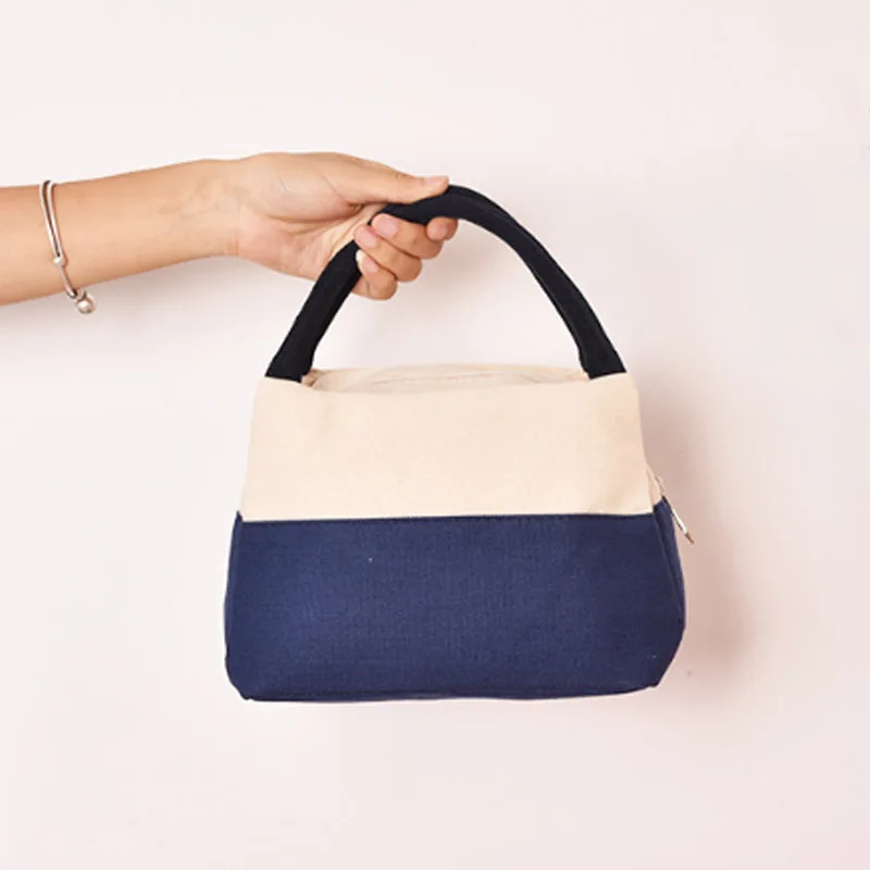 

Waterproof Portable Insulation Canvas Box Large Lunch Bag Studeng Supplies Thickened Contrast Color For Women Cute Hand Bag