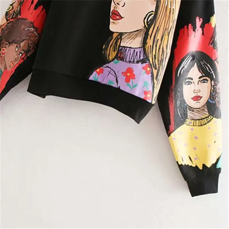 Уличная Повседневная Толстовка с капюшоном Дамская Мода принтом граффити