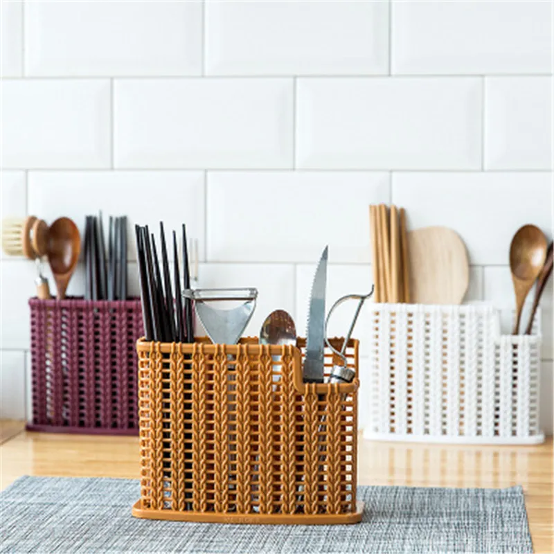 Пластиковая стойка для хранения посуды креативная многофункциональная слива