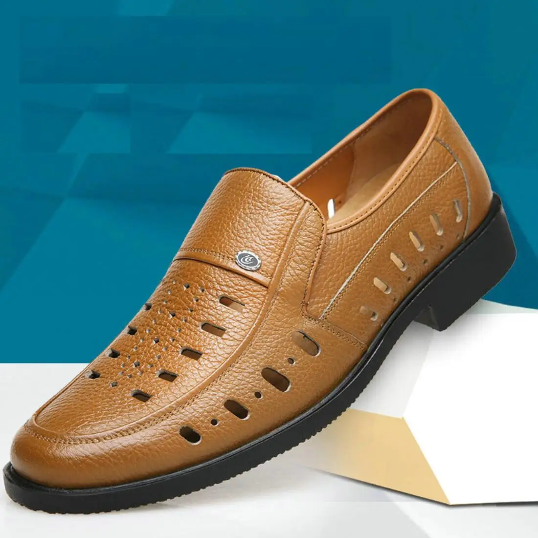 Мужские кожаные босоножки Koovan летние мужские сандалии кожаная Рабочая обувь с