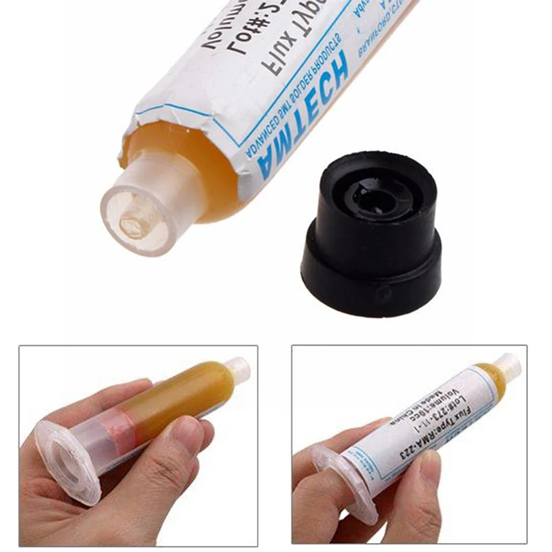 

10cc 2Pcs No Clean Solder Paste Tin Solder RMA-223 Solder Oil Grease Syringe Liquid Flux Repair Stencil Welding Soldering Tool
