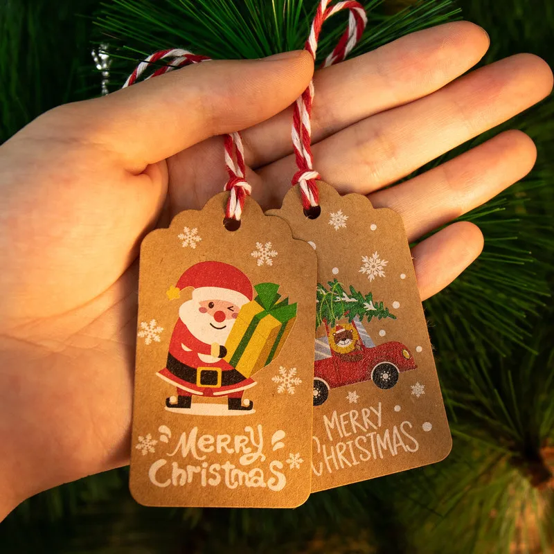 

100Pcs Noel Paper Tag Merry Christmas Tree Ornaments DIY Craft Label Xmas Natal Noel Christmas Decoration for Home 2022 New Year