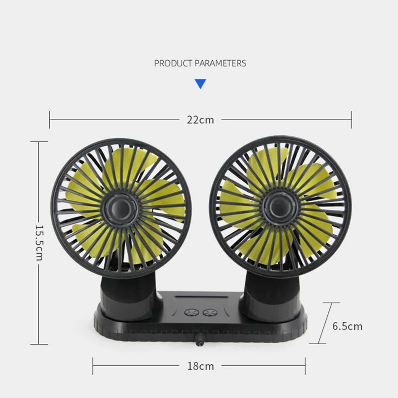 

12V/24V Car USB Dual-Head Fan Tuyere Creative Car Interior Auto Supplies 360 Degrees-Round Car Cooling Summer