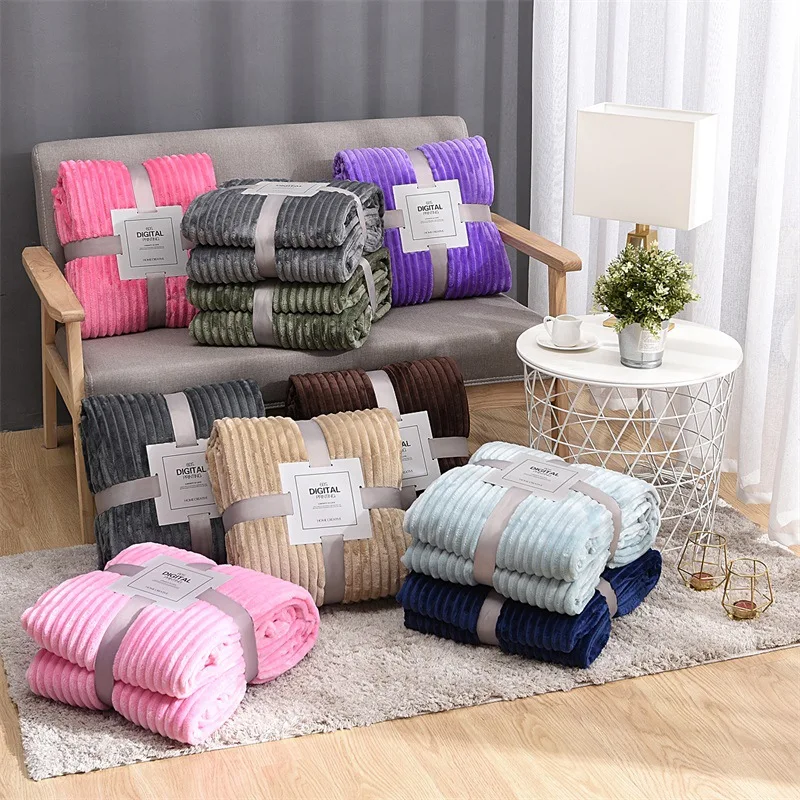 Winter Warm Blanket Bedspread Coral Fleece Soft Blanket for Bedspread Yellow Warm Sofa Blanket Cover