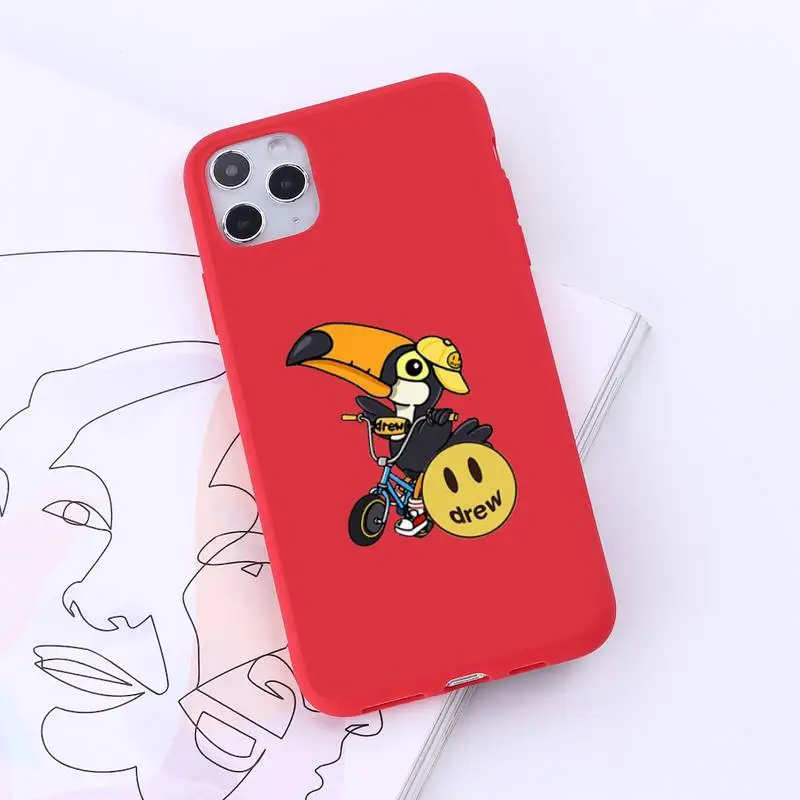 

drew house Justin Bieber singer funda cover Phone Case Candy Color for iPhone 6 7 8 11 12 s mini pro X XS XR MAX Plus