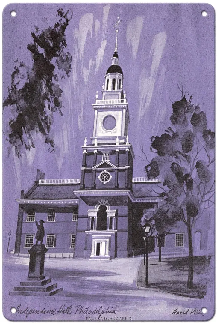 

Pacifica Island Art Independence Hall, Philadelphia - TWA (Trans World Airlines) - Vintage Airline Travel Poster by David Klein