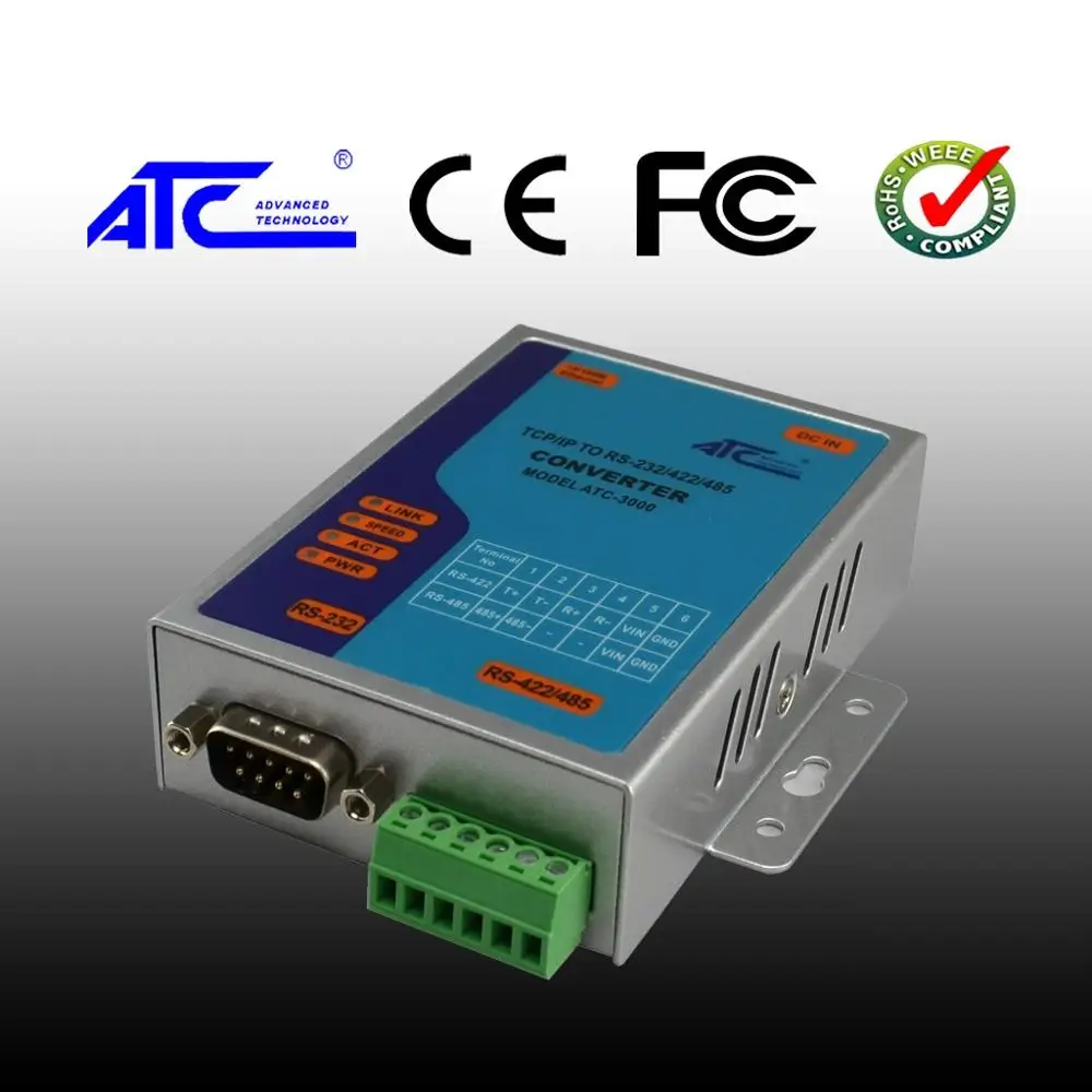 ATC 3000 последовательный сервер RS232 к Ethernet RS485/422 оборудование преобразователя связи