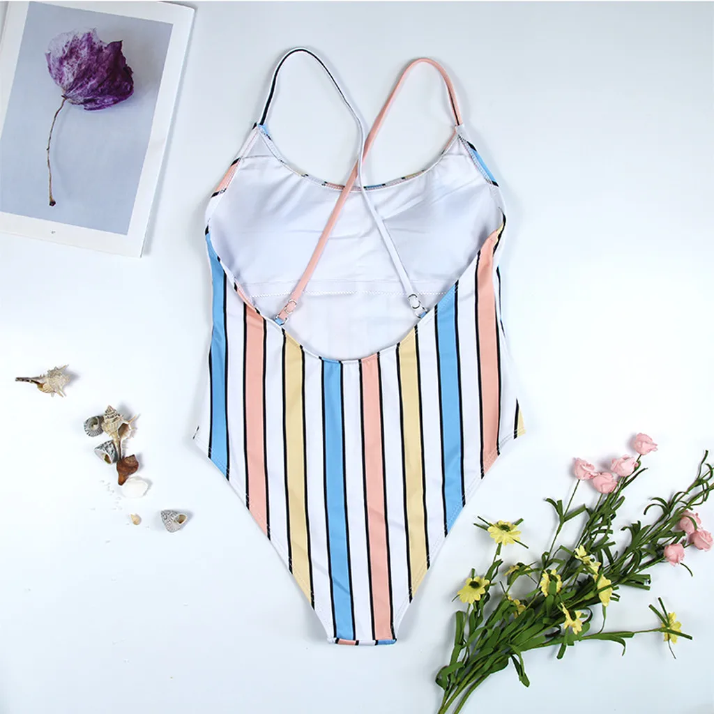Женский купальник лето 2020 пикантный комплект бикини пуш ап с принтом в полоску