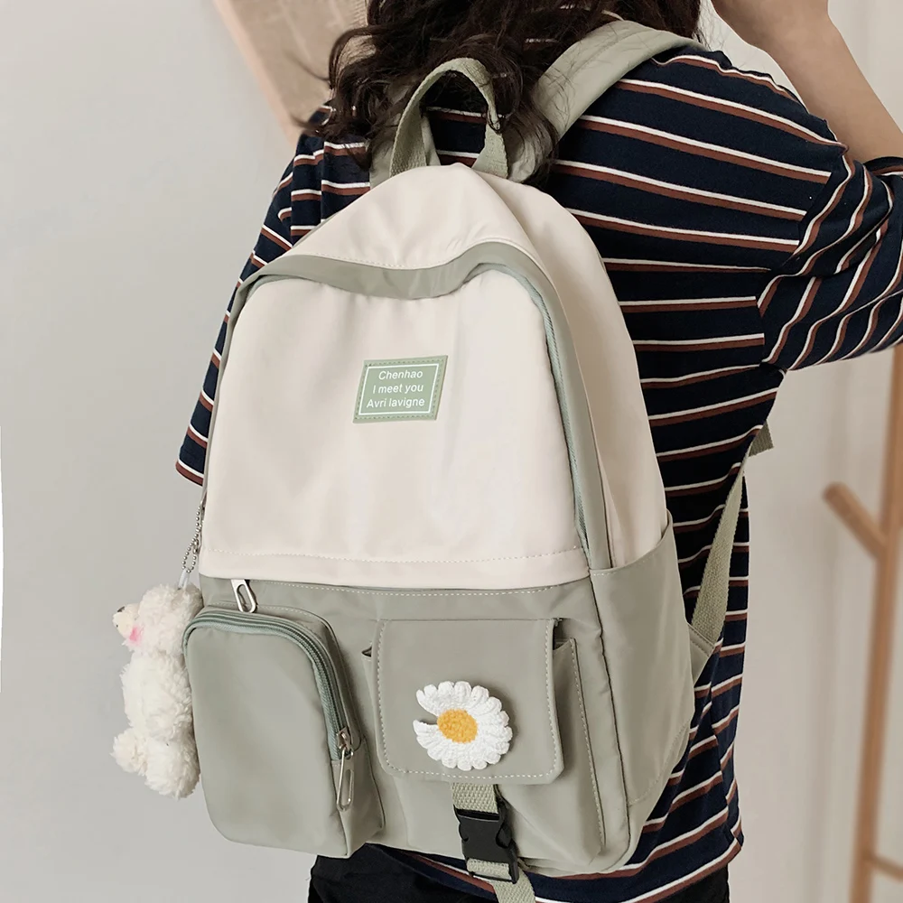 Женский нейлоновый рюкзак в стиле Харадзюку модный школьный с милыми цветами для