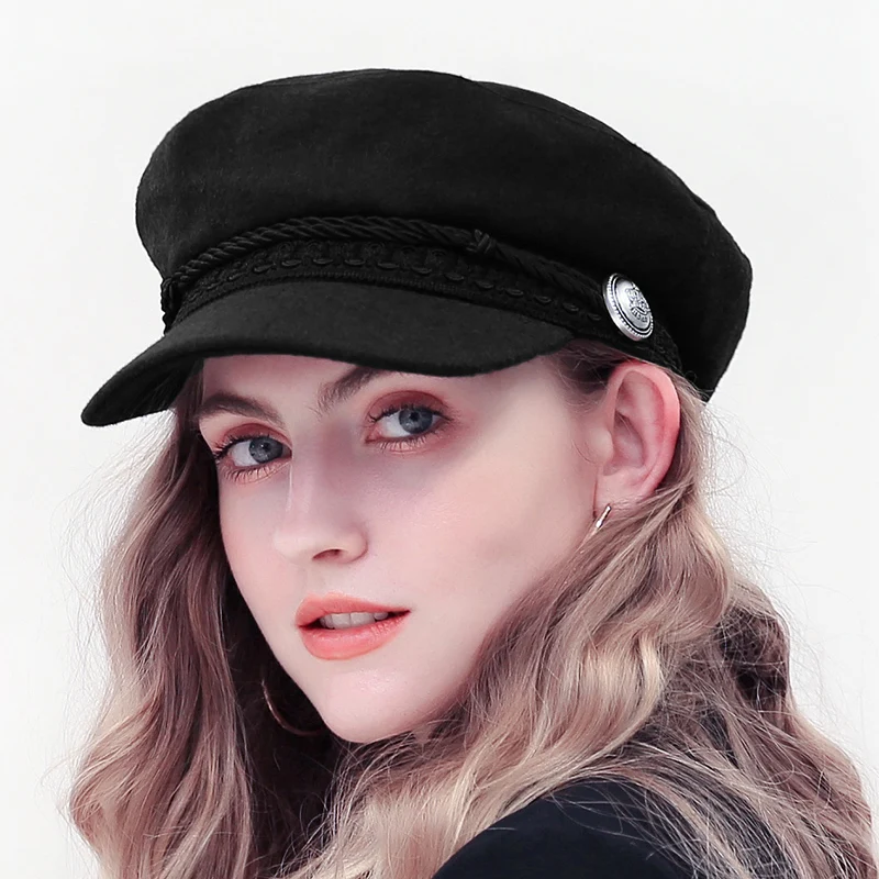 

2021 Trend Winter Hats For Women French Style Wool Baker's Boy Hat New Cool Women Baseball Cap Black Visor Hat Gorras Casquette