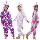 Детские пижамы-кигуруми в виде единорога для мальчиков, детские костюмы для косплея с животными, одежда для сна, зимние пижамы для девочек, фланелевая теплая Пижама
