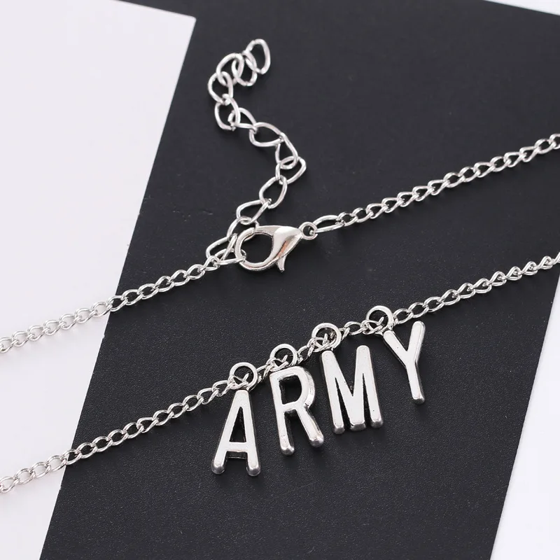 Kpop Jewelry ARMY Letter Necklace for Woman Alloy Letter Bangtan Boys Fan Necklace Fashion Party Accessories Girl BTS-114 image 3