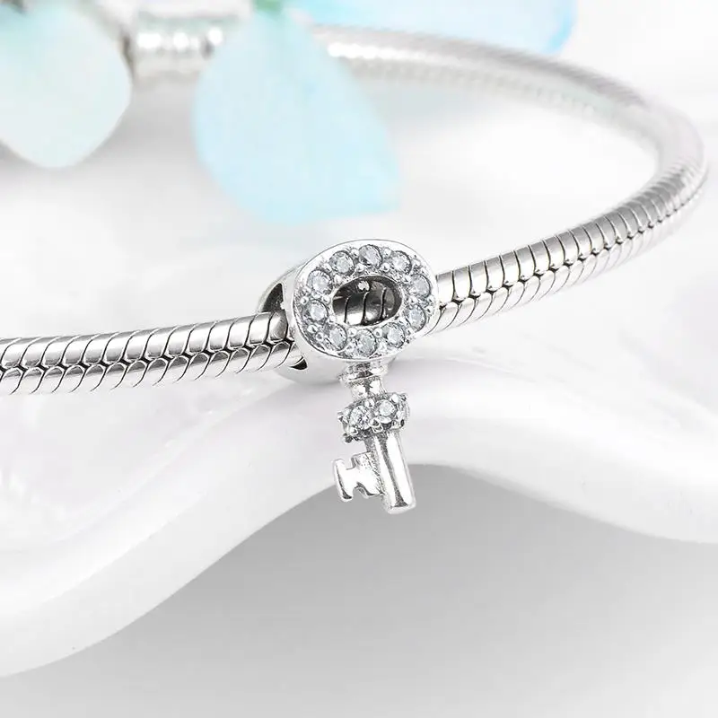 Горячая замочек в виде сердца ключ 925 пробы серебро Ясно CZ изысканные драгоценные