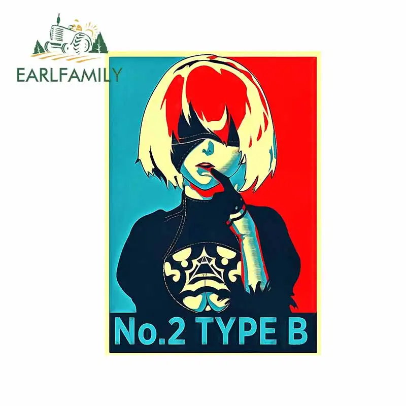 

EARLFAMILY 13cm x 9.4cm for Nier Automata 2B Car Stickers Vinyl Scratch-proof Refrigerator Laptop Window Decal for Vehicle JDM